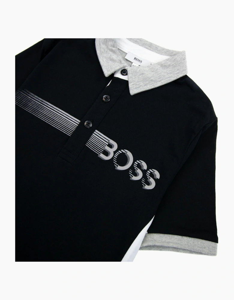 Hugo Boss Kids Stripe Logo S/s Polo Black