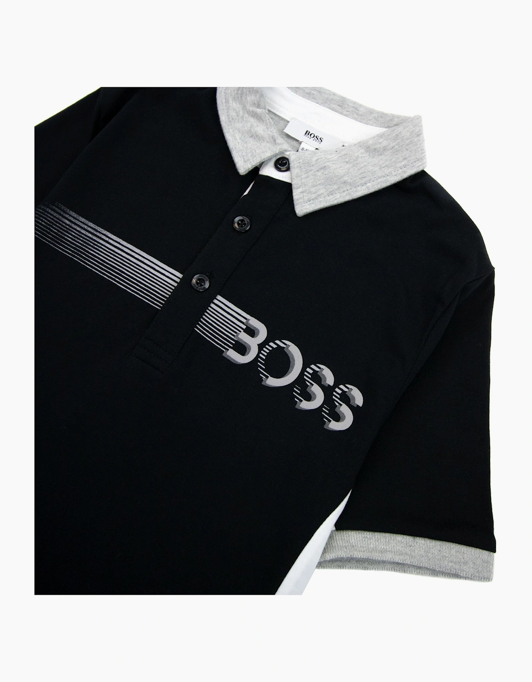 Hugo Boss Kids Stripe Logo S/s Polo Black
