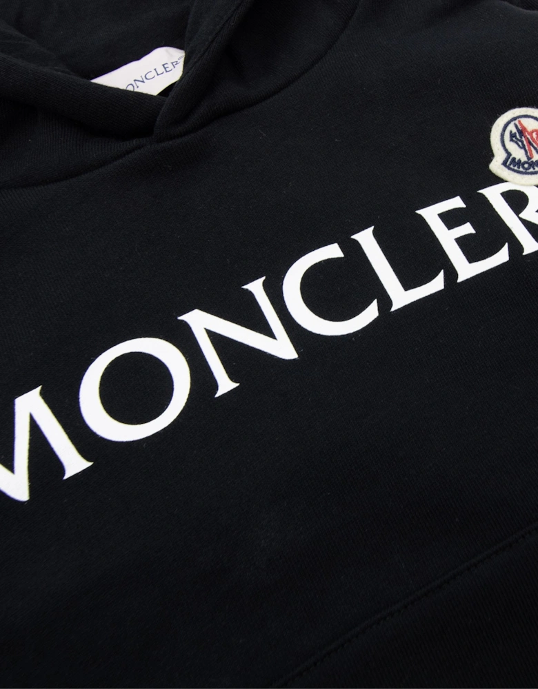 Moncler Junior Logo Printed Hoodied Sweatshirt Black 999