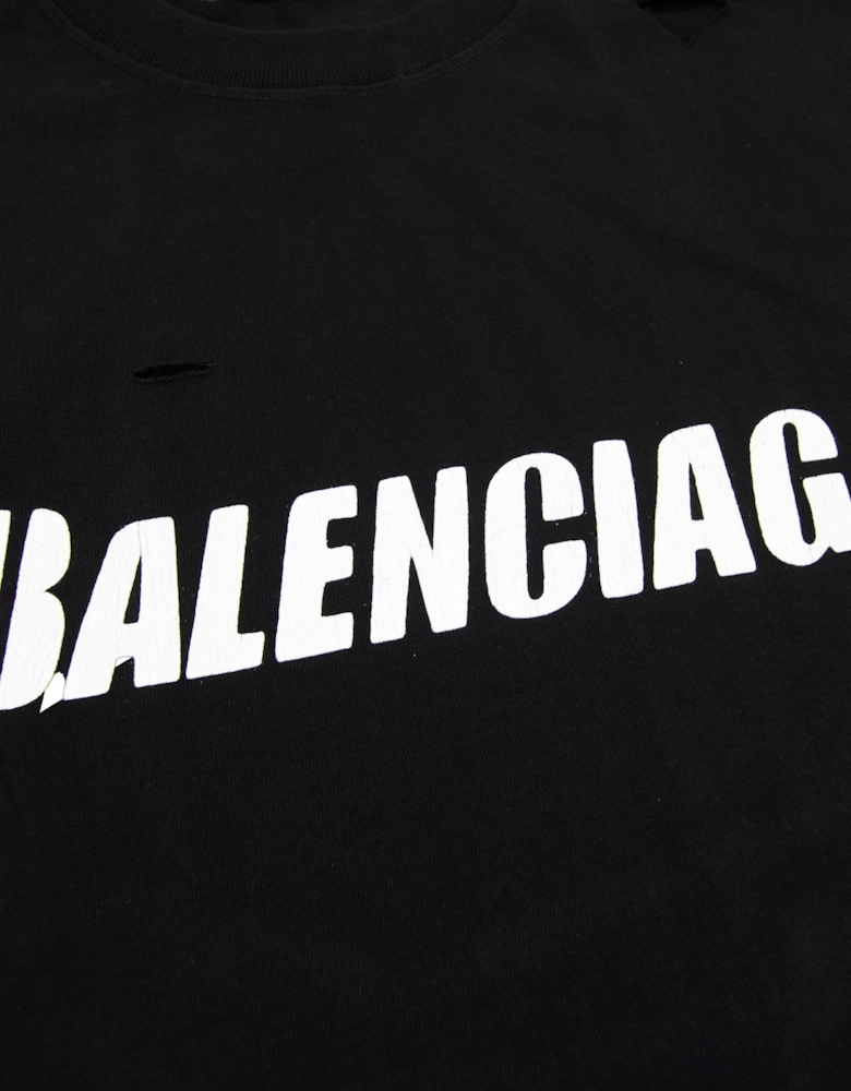 Balenciaga Caps Rip T-shirt Black