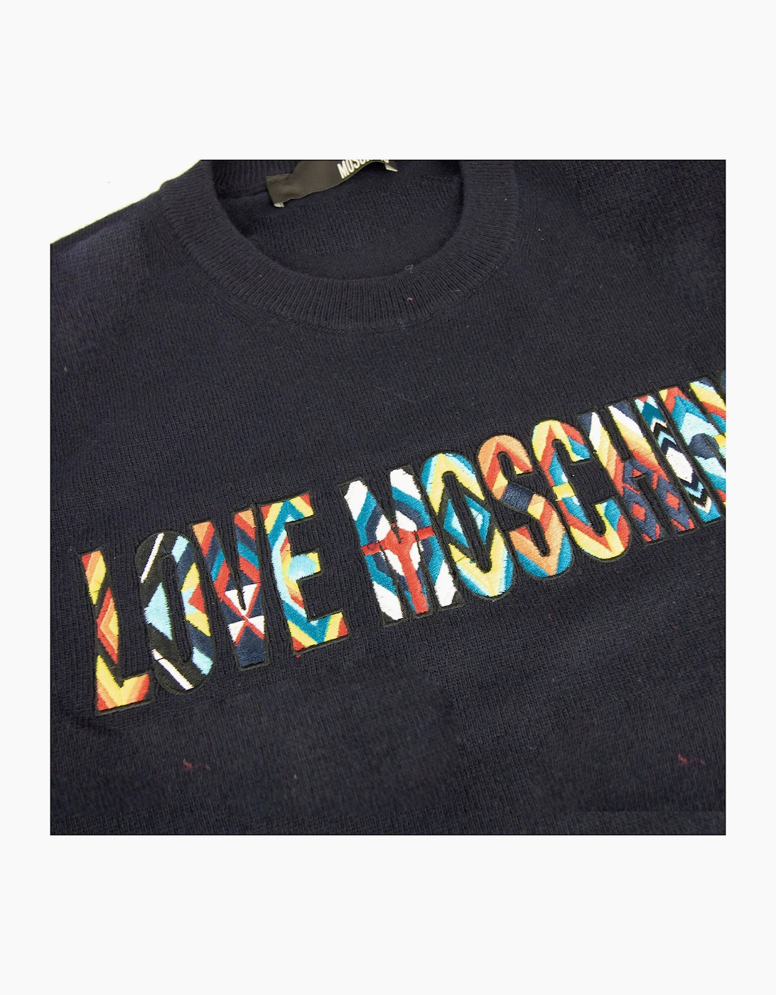 Love Moschino Embroidered Logo Knitted Sweatshirts Navy