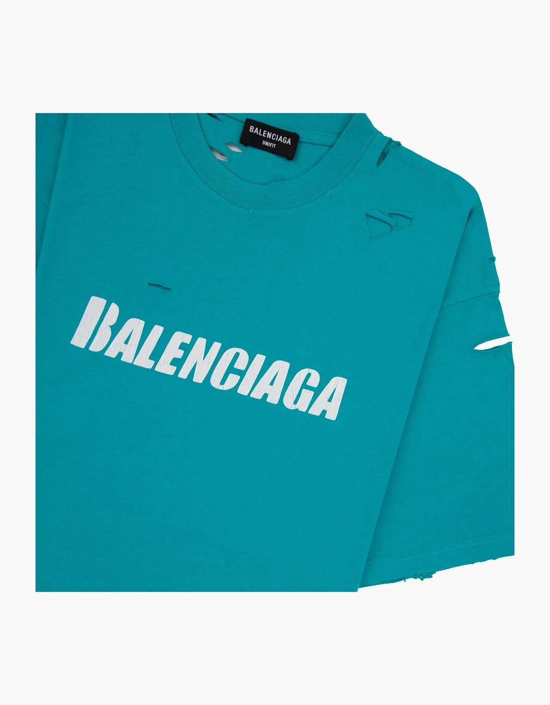 Balenciaga Caps Rip T-shirt Turquoise