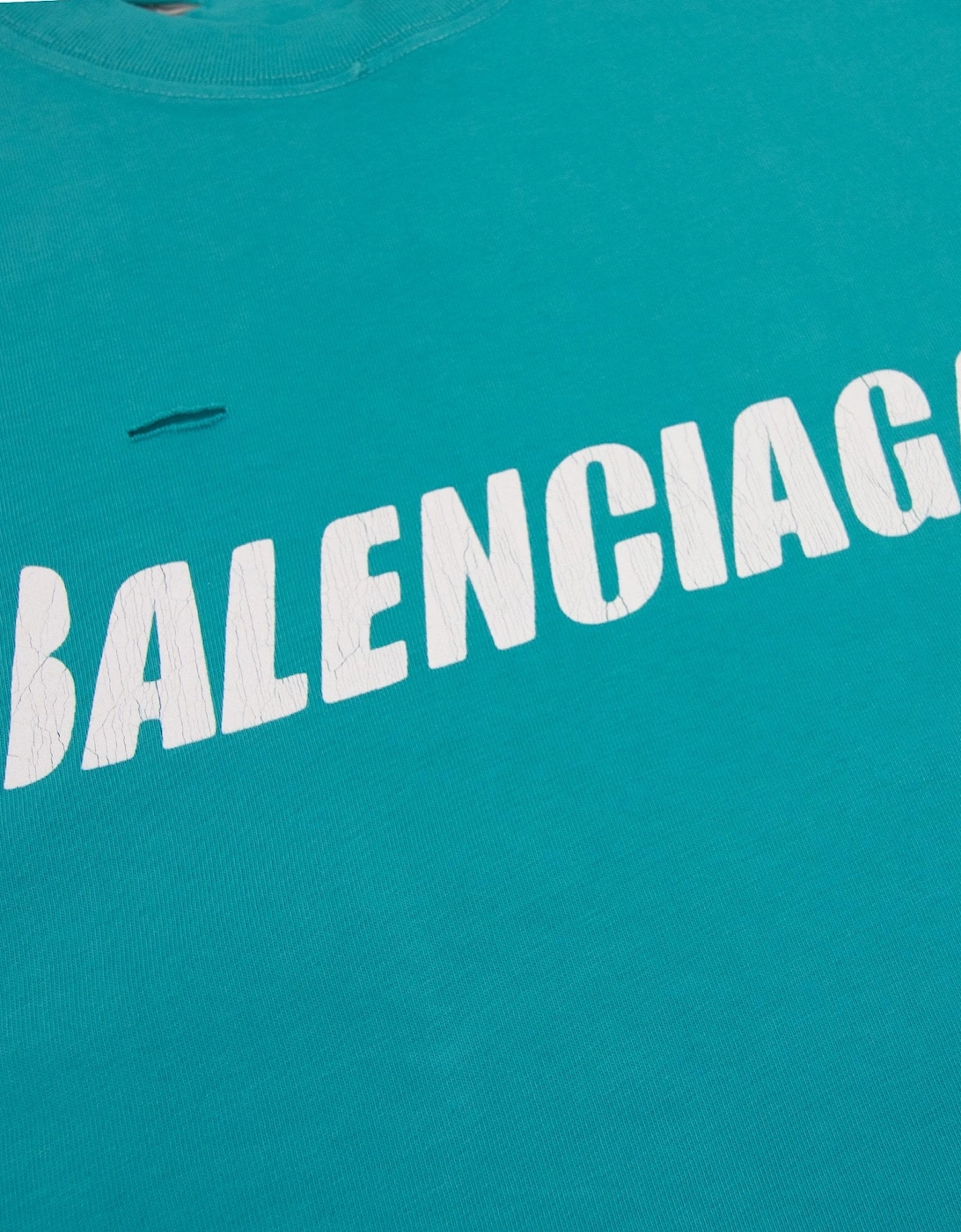 Balenciaga Caps Rip T-shirt Turquoise