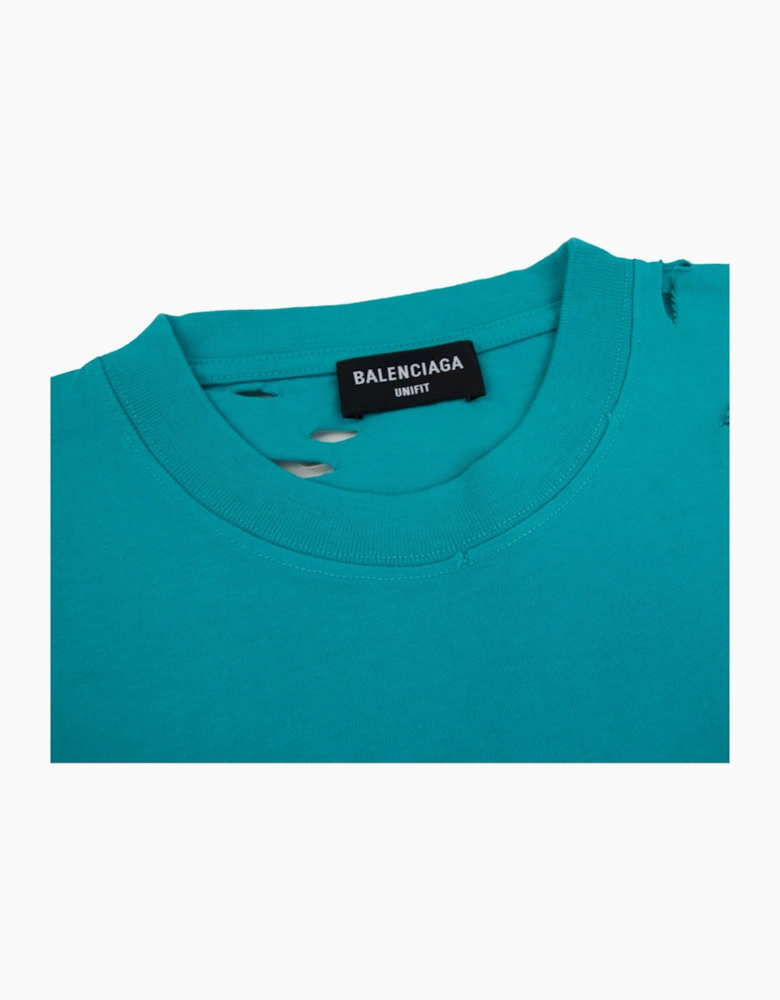 Balenciaga Caps Rip T-shirt Turquoise