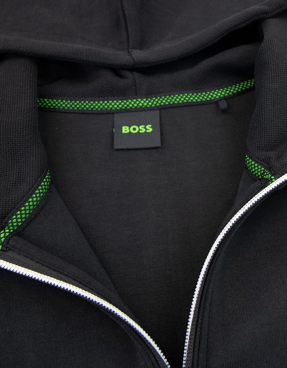 Hugo Boss Saggy Curved Logo Zip Up Hoody Black 001