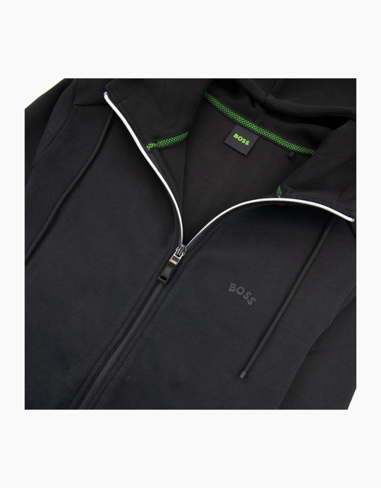 Hugo Boss Saggy Curved Logo Zip Up Hoody Black 001