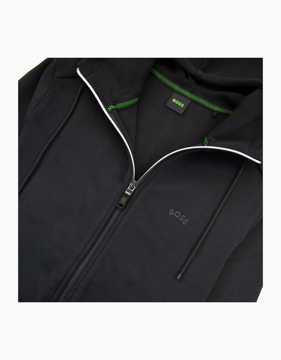 Hugo Boss Saggy Curved Logo Zip Up Hoody Black 001