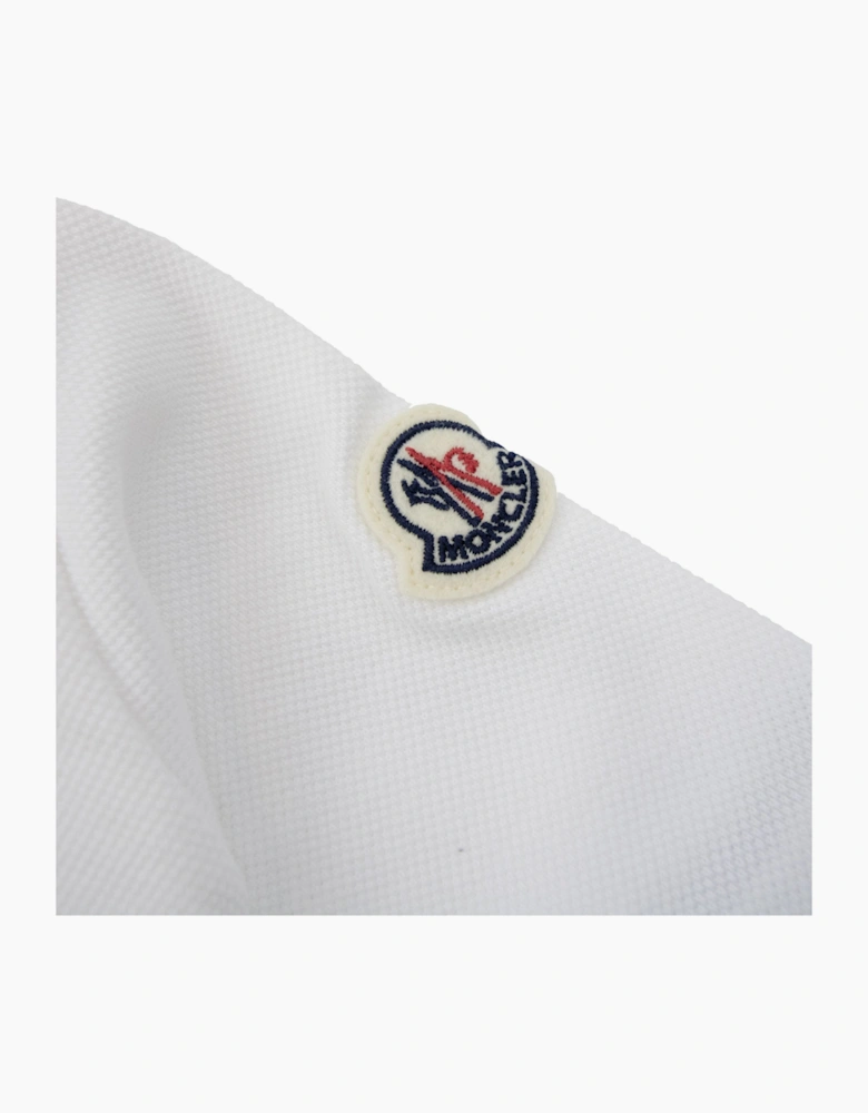 Moncler Junior Tricolor Trimmed Cotton Polo White 034