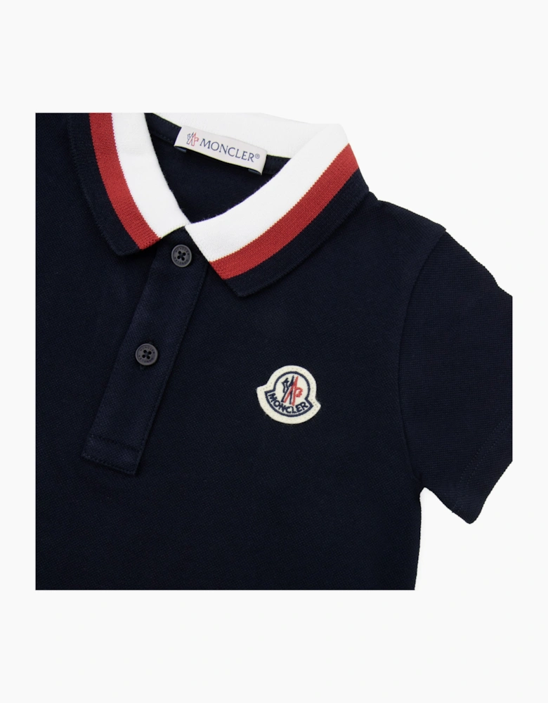 Moncler Junior Tutina Trimmed Cotton Romper Navy 776