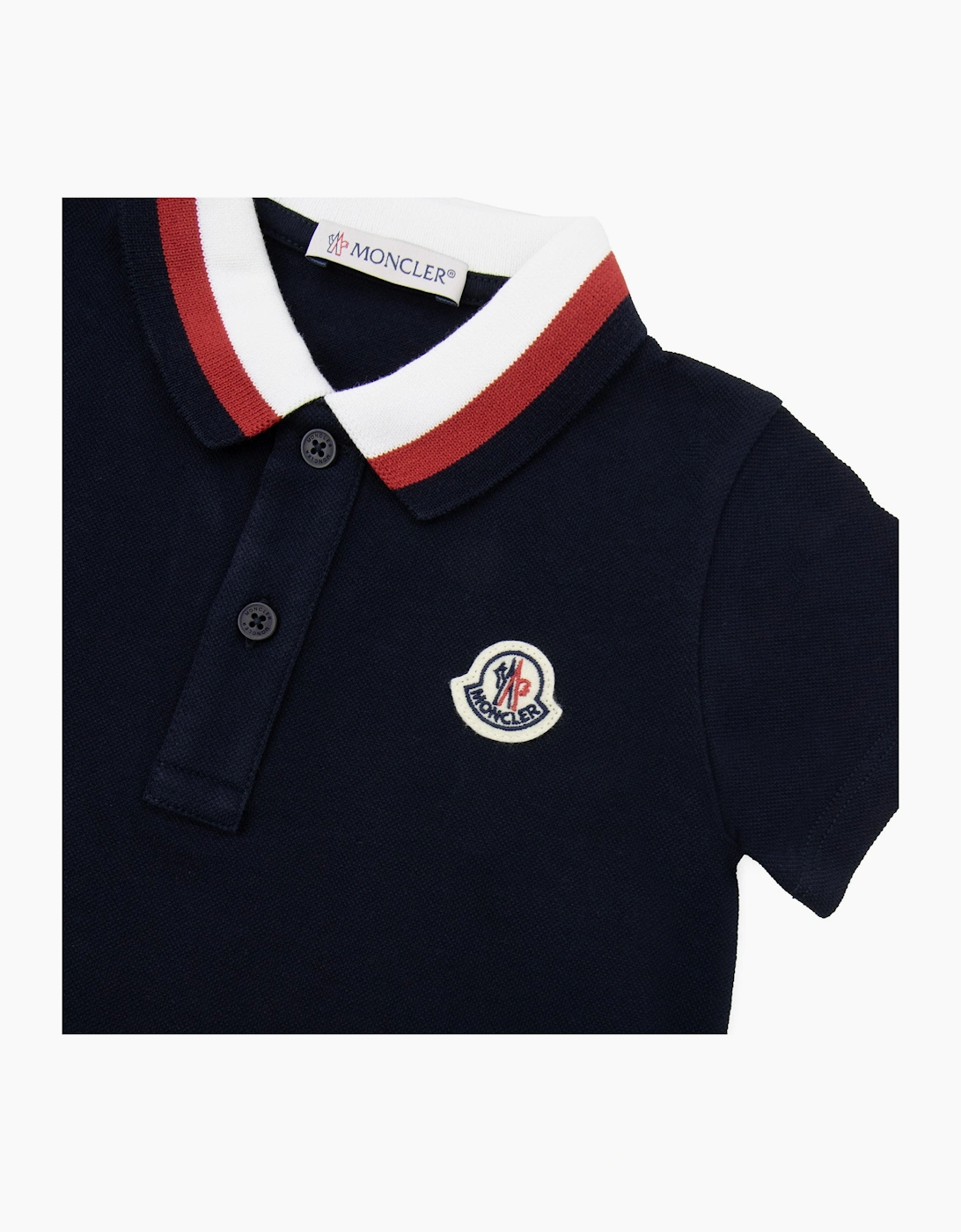 Moncler Junior Tutina Trimmed Cotton Romper Navy 776