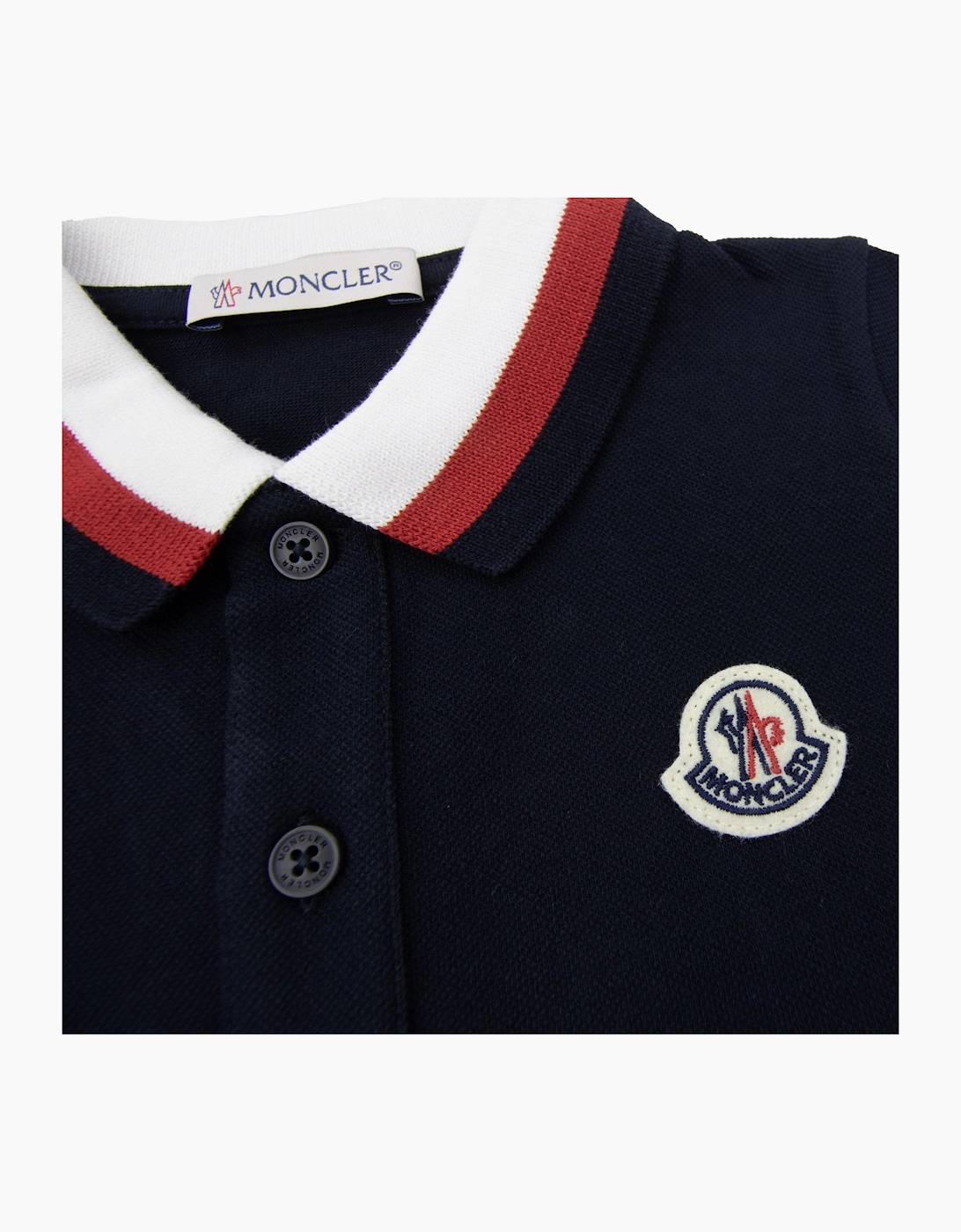 Moncler Junior Tutina Trimmed Cotton Romper Navy 776