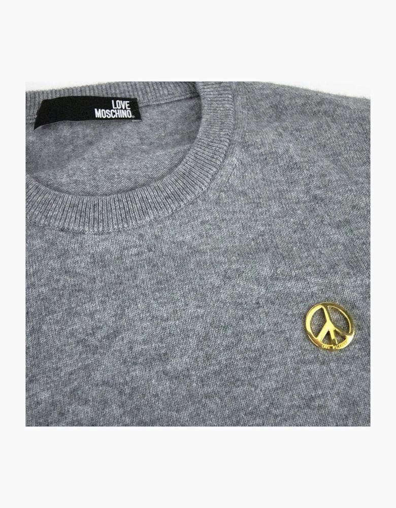Love Moschino Gold Peace Logo Knit Sweater Grey SA30