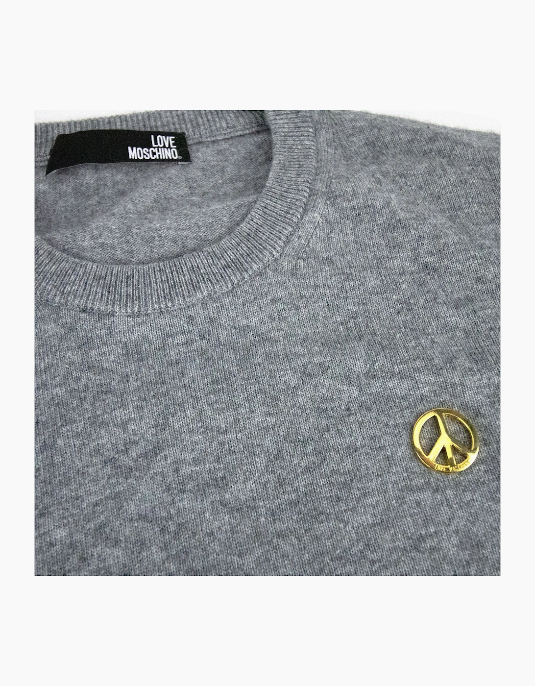 Love Moschino Gold Peace Logo Knit Sweater Grey SA30
