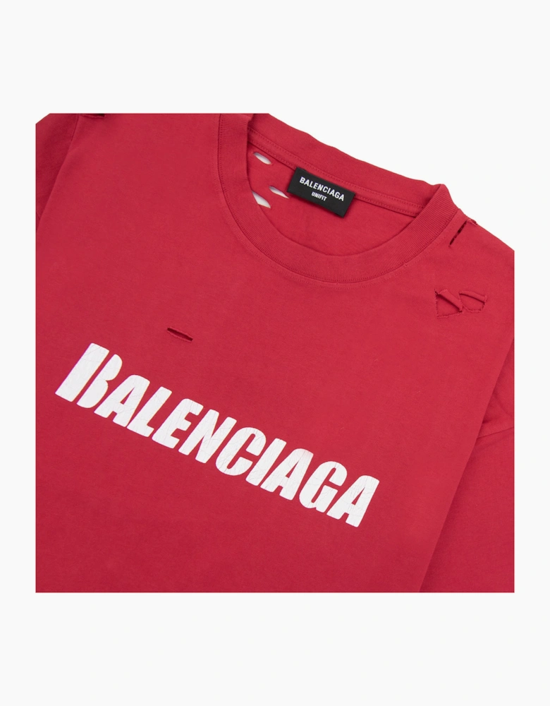 Balenciaga Caps Rip T-shirt Raspberry/white