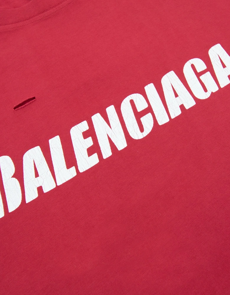 Balenciaga Caps Rip T-shirt Raspberry/white
