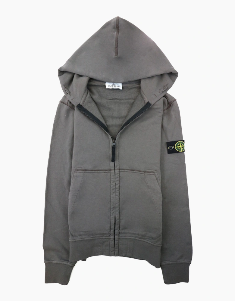 Stone Island Junior 60640 Hooded Zip Up Sweatshirt Khaki V0060