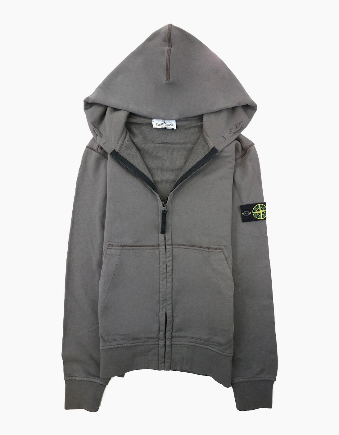 Stone Island Junior 60640 Hooded Zip Up Sweatshirt Khaki V0060