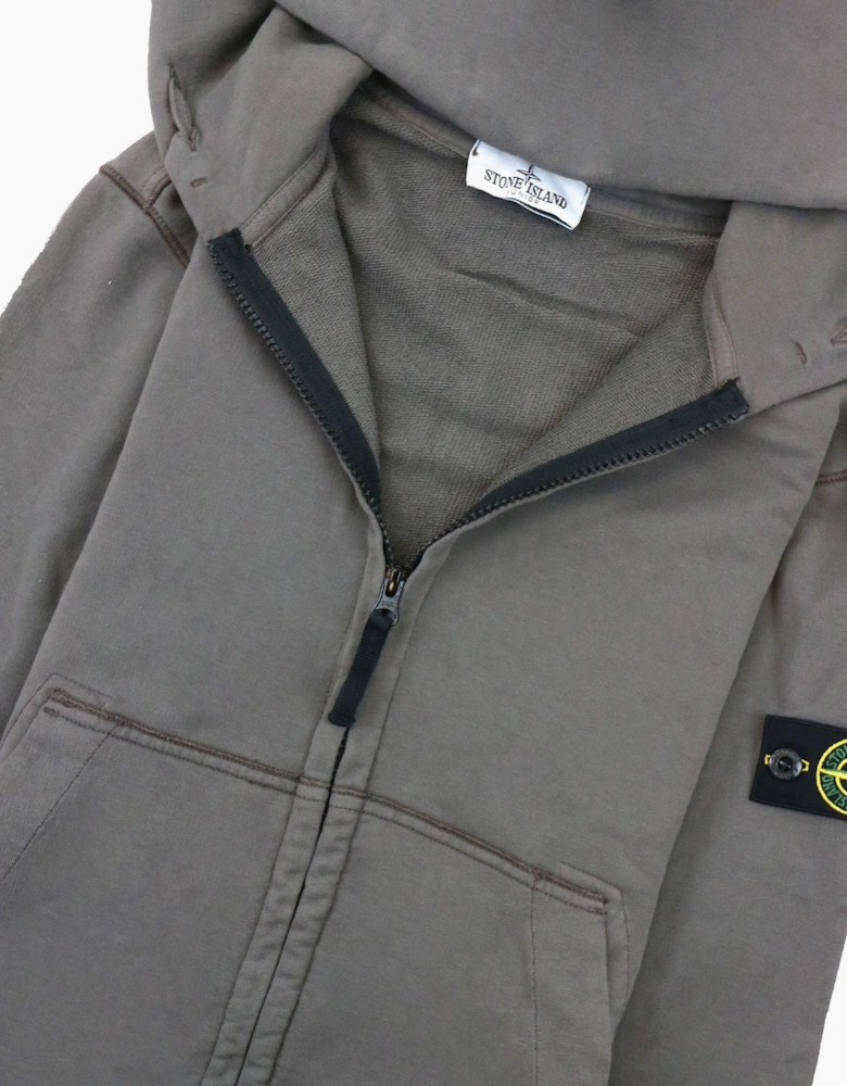 Stone Island Junior 60640 Hooded Zip Up Sweatshirt Khaki V0060