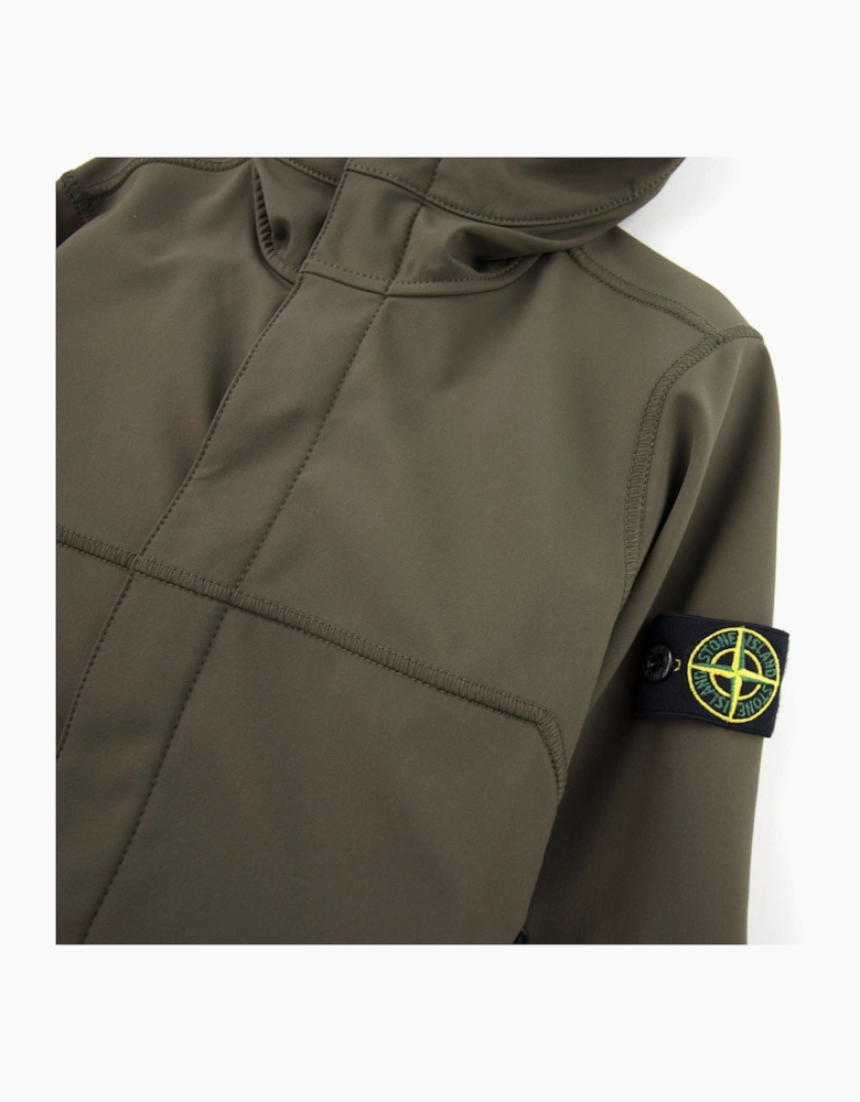 Stone Island Junior 40234 Concealed Zip Soft Shell Jacket Khaki V0054