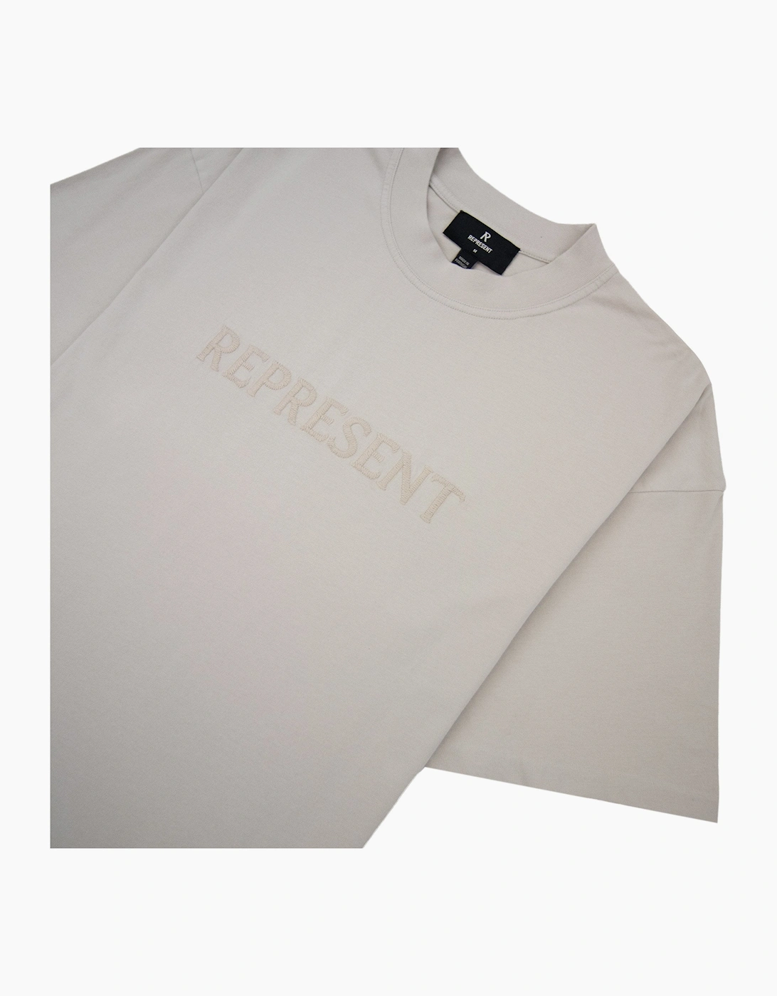 Represent Embroidered Serif Logo T Shirt Concrete 25