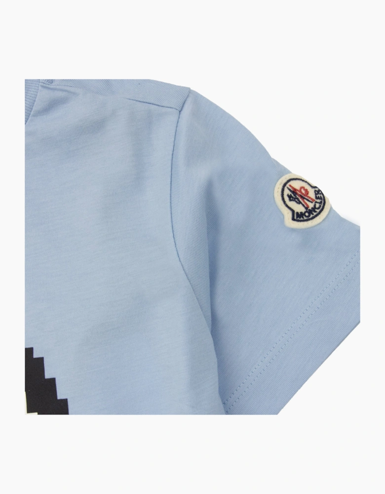 Moncler Junior Logo Motive T Shirt Light Blue 71p