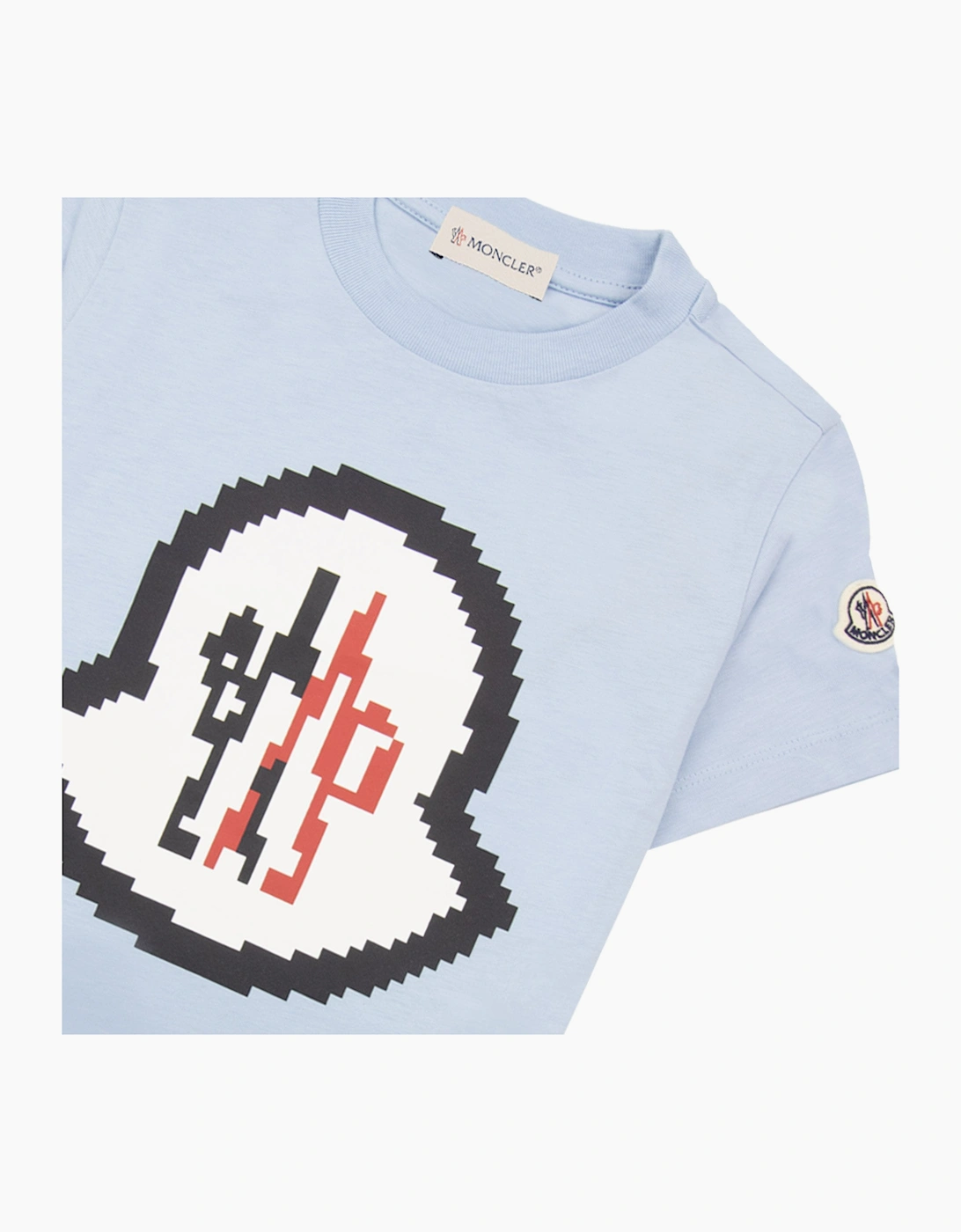 Moncler Junior Logo Motive T Shirt Light Blue 71p