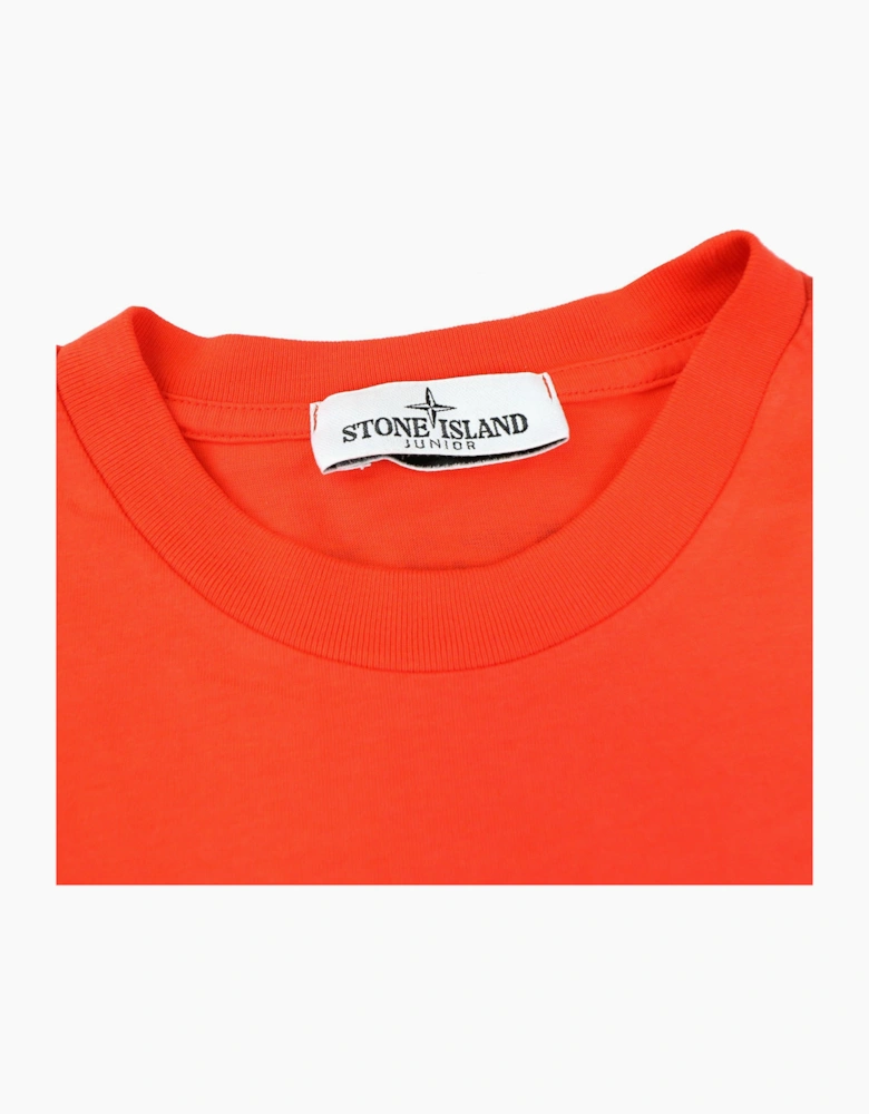 Stone Island Junior 21054 Logo T Shirt Coral V0036