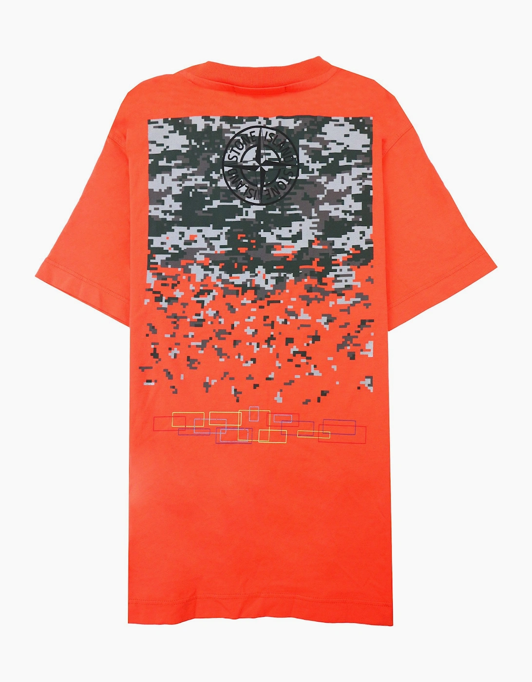 Stone Island Junior 21054 Logo T Shirt Coral V0036