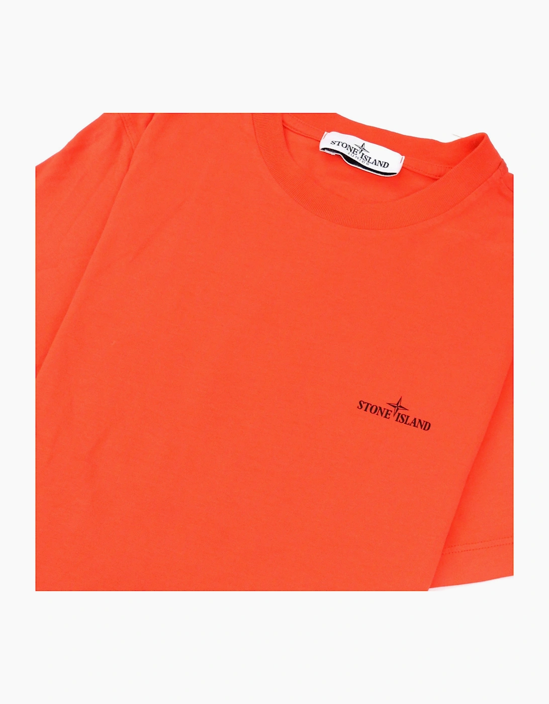 Stone Island Junior 21054 Logo T Shirt Coral V0036