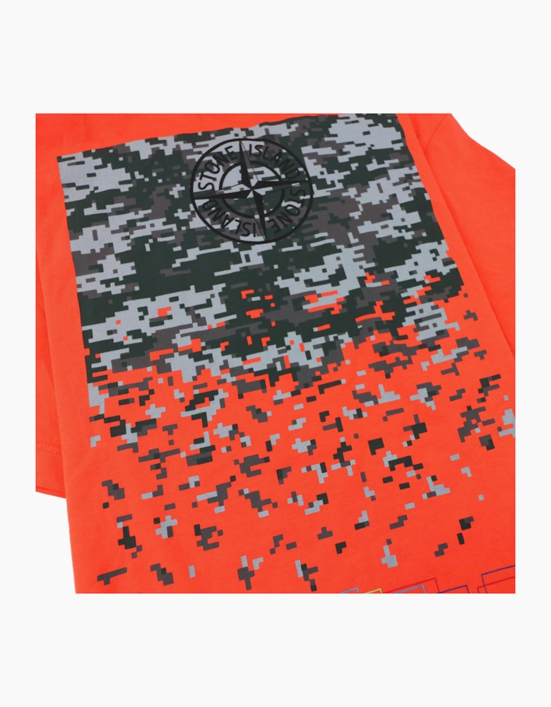 Stone Island Junior 21054 Logo T Shirt Coral V0036