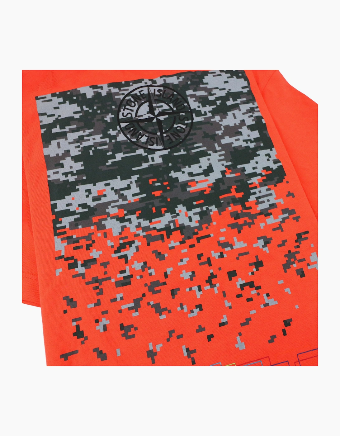 Stone Island Junior 21054 Logo T Shirt Coral V0036
