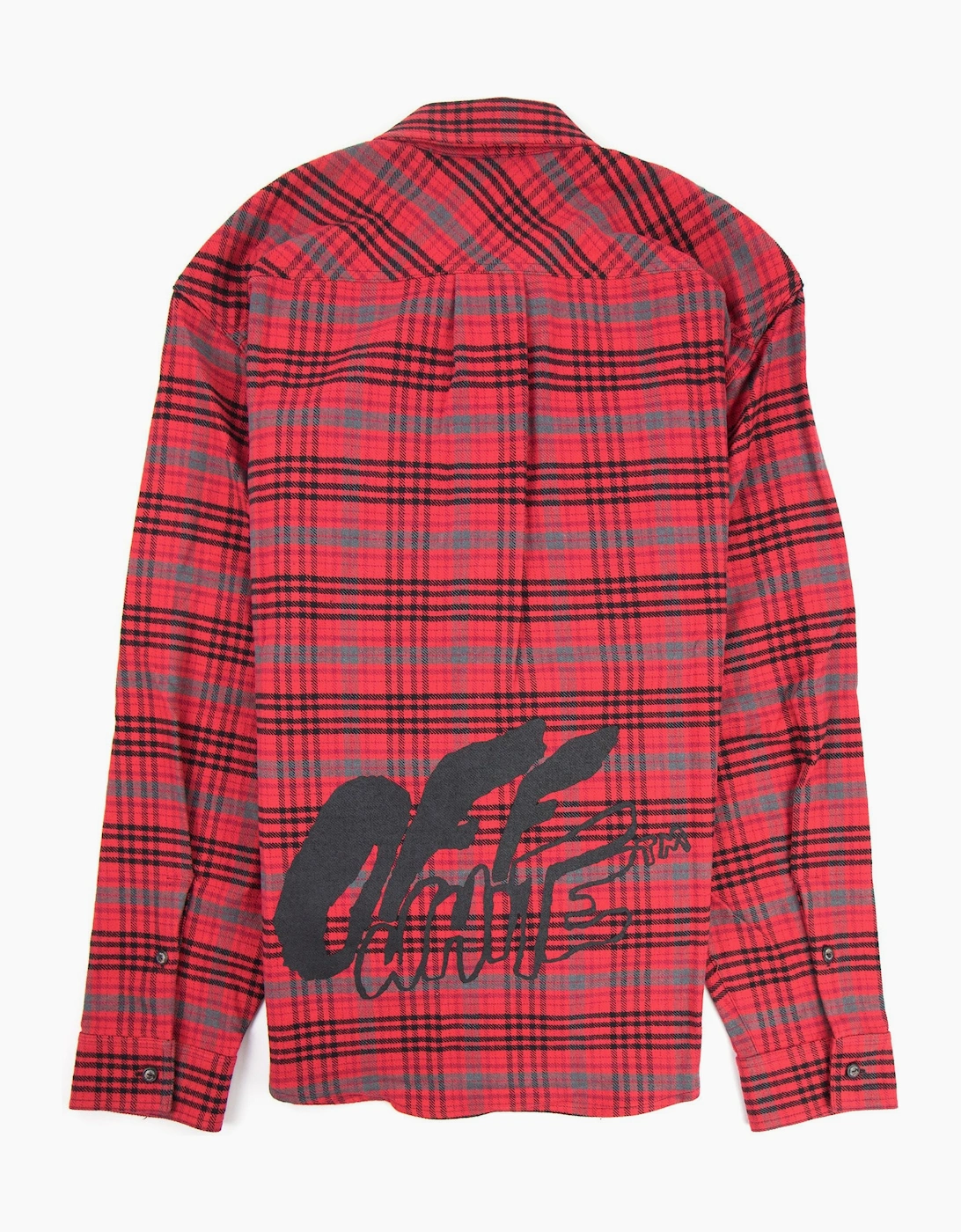 Off White Checked Oversized Flannel Overshirt Red/black