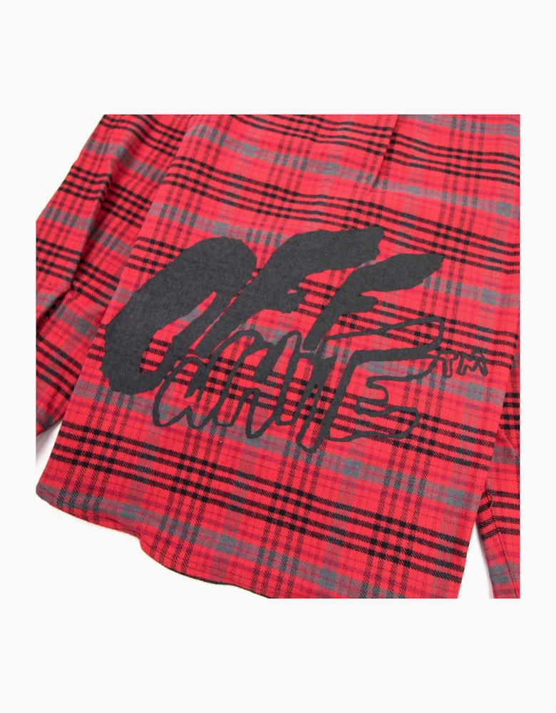 Off White Checked Oversized Flannel Overshirt Red/black