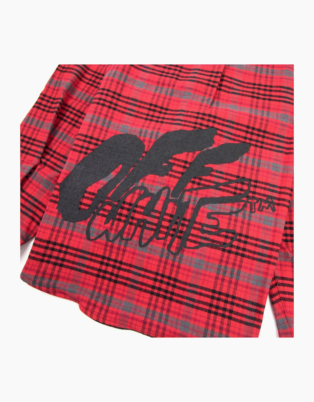 Off White Checked Oversized Flannel Overshirt Red/black