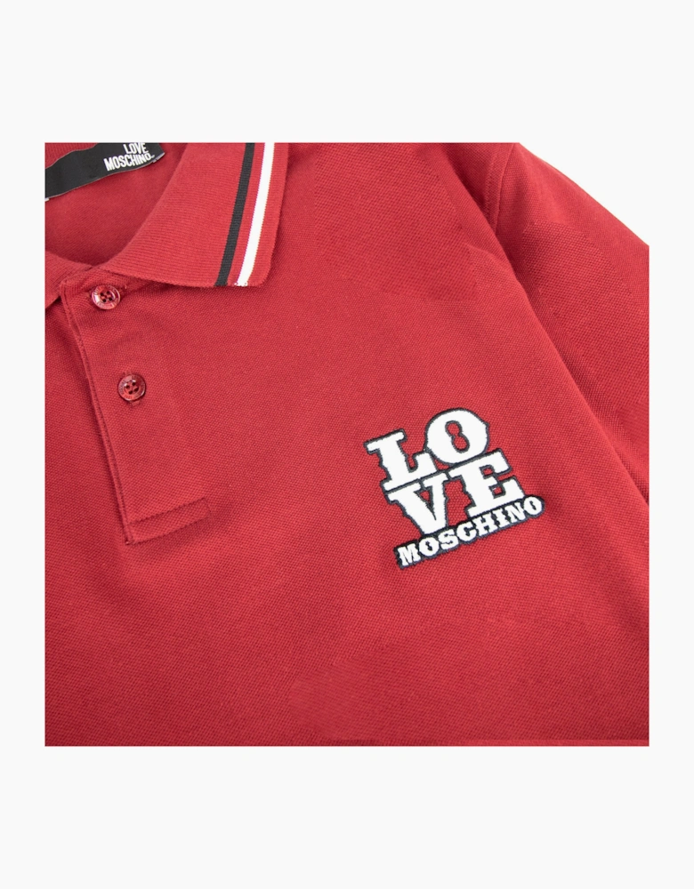 Love Moschino Embroidered Logo S/s Polo Burgundy