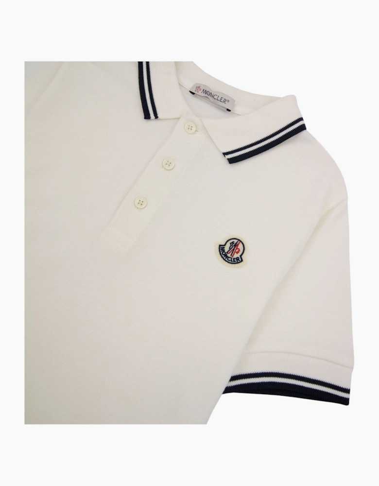 Moncler Junior Logo S/s Polo Off White 032