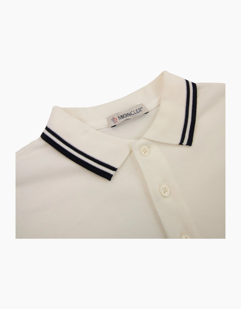 Moncler Junior Logo S/s Polo Off White 032