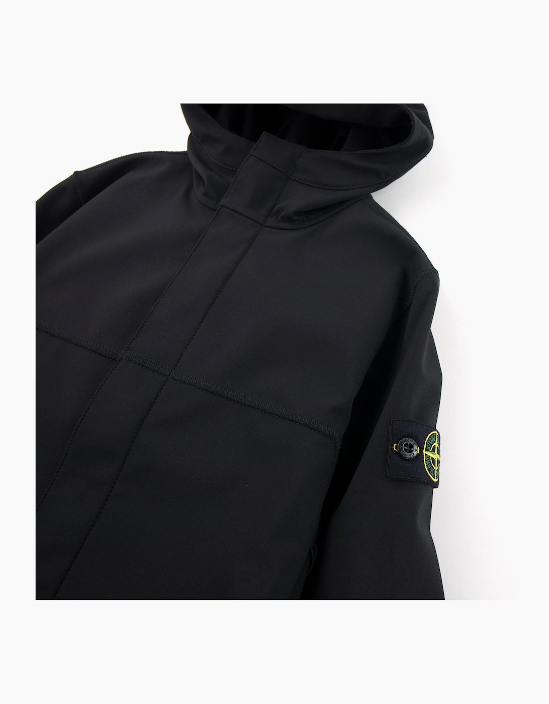 Stone Island Junior 40234 Concealed Zip Soft Shell Jacket Black V0029