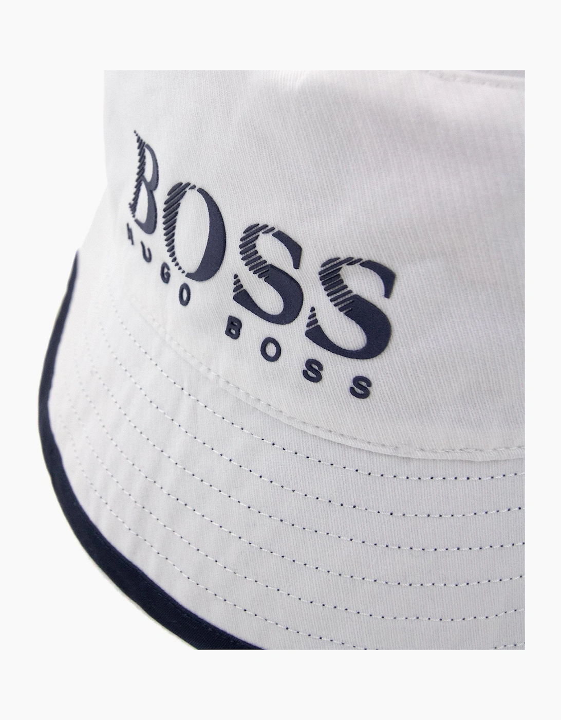 Hugo Boss Kids Logo Reversible Bucket Hat White/navy