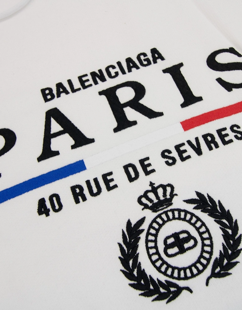 Balenciaga Paris Flag Hoodied Sweatshirt White 9000