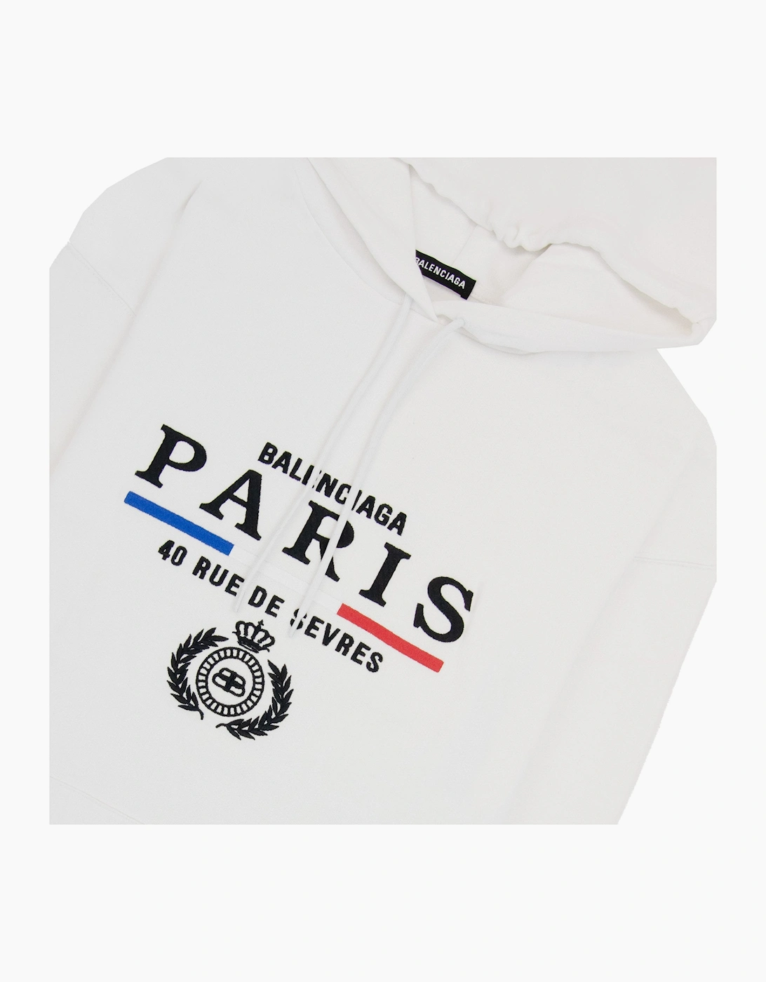 Balenciaga Paris Flag Hoodied Sweatshirt White 9000