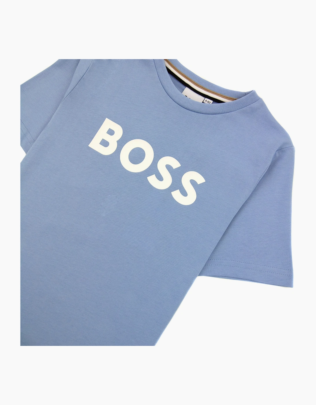Hugo Boss Kids Logo Printed T Shirt Pale Blue 77a