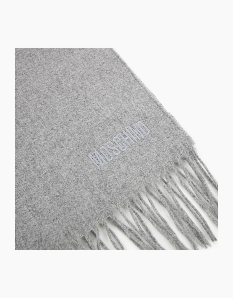 Love Moschino Sciarpa Knitted Logo Scarf Light Grey