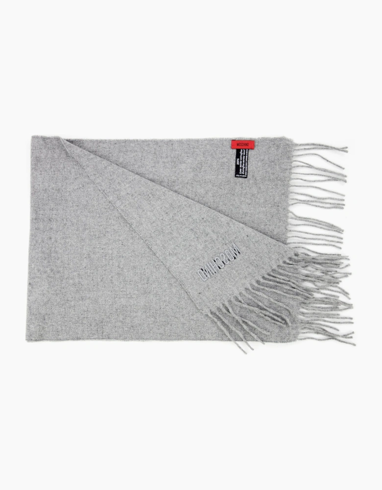 Love Moschino Sciarpa Knitted Logo Scarf Light Grey
