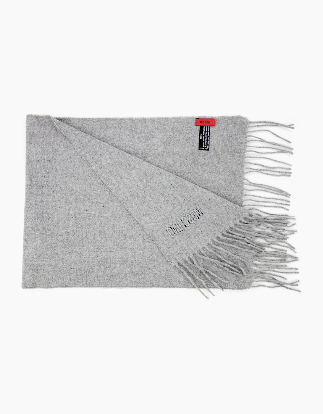 Love Moschino Sciarpa Knitted Logo Scarf Light Grey