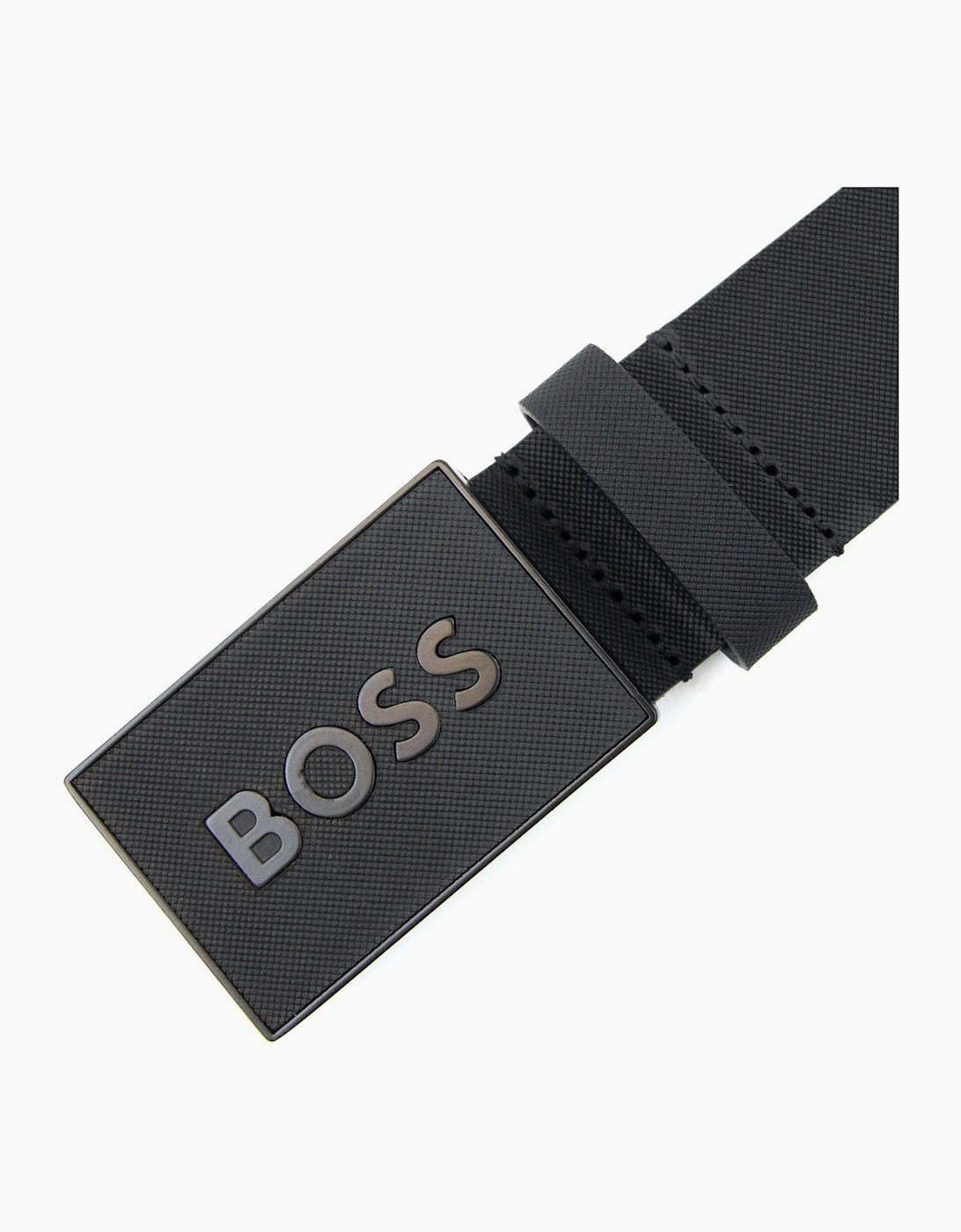 Hugo Boss Plaque-buckle Belt In Italian Leather Black