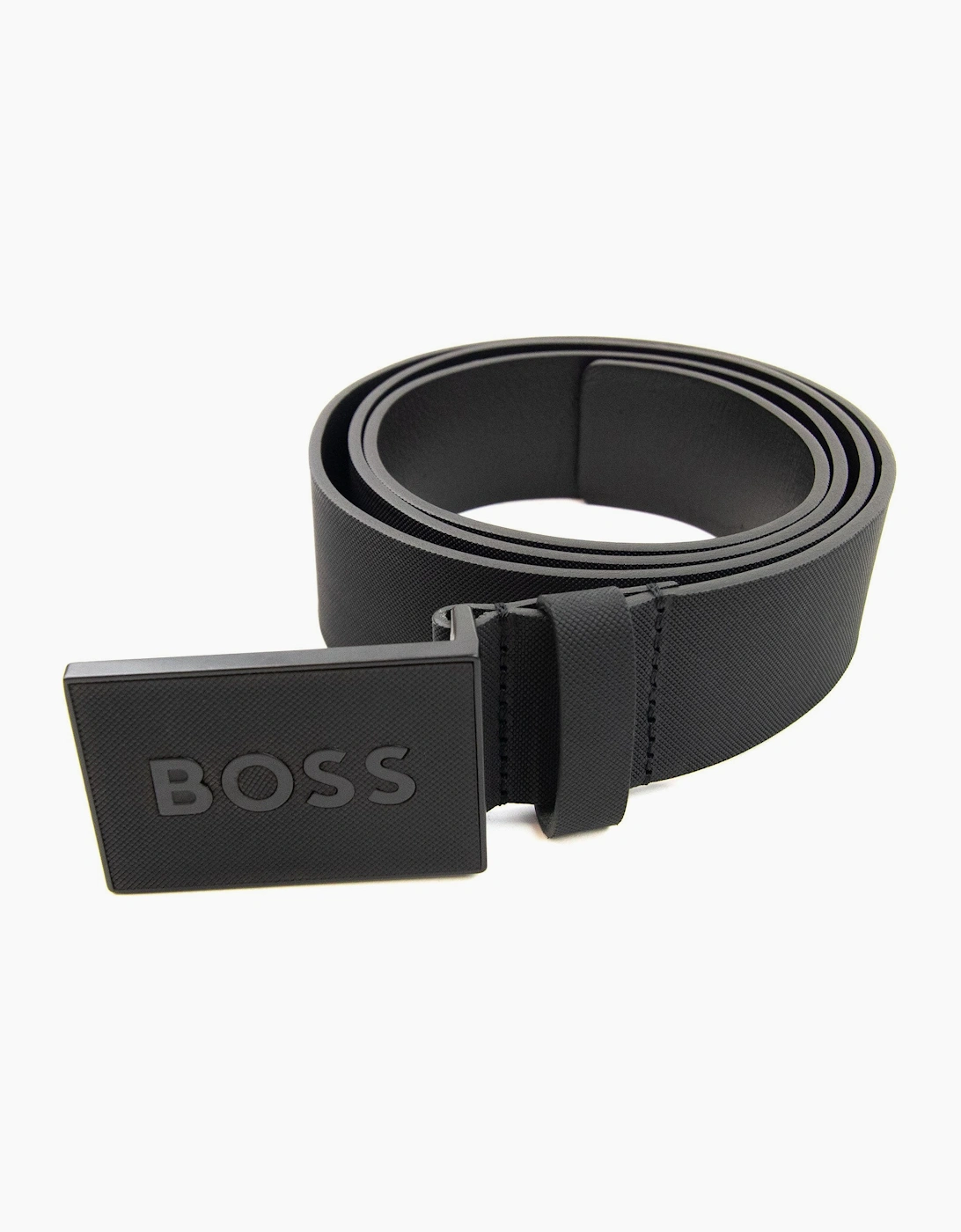 Hugo Boss Plaque-buckle Belt In Italian Leather Black