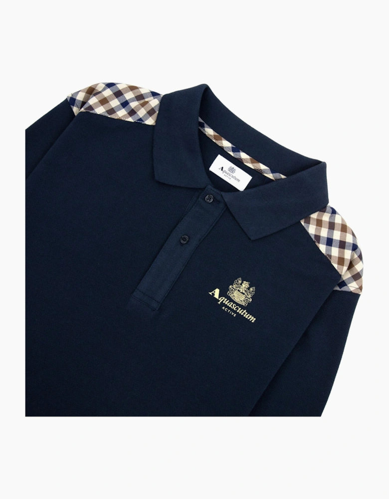Aquascutum Stripes Piquet L/s Polo Navy 11