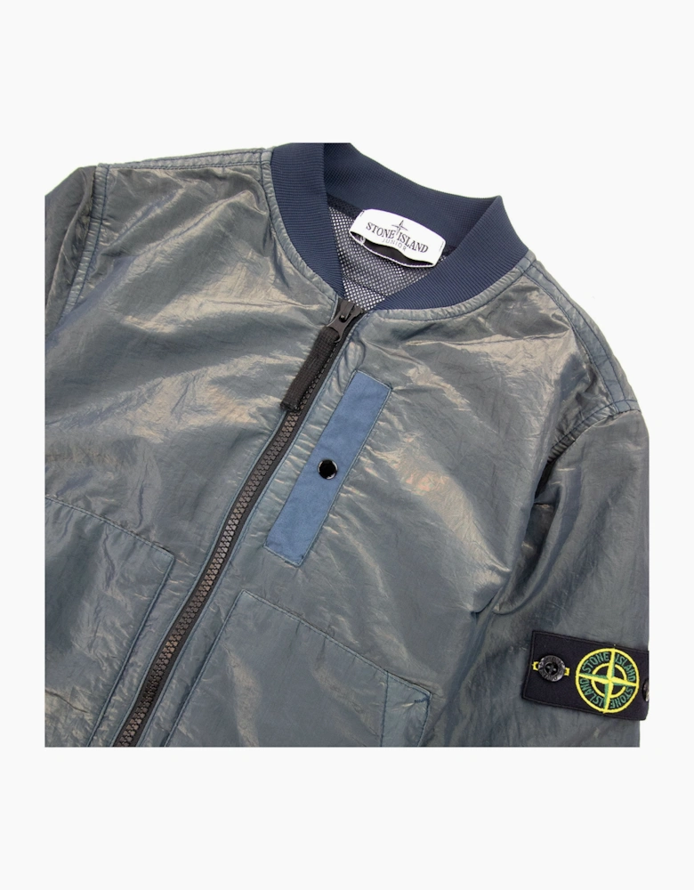 Stone Island Junior 40737 Iridescent Effect Bomber Jacket Green V2063