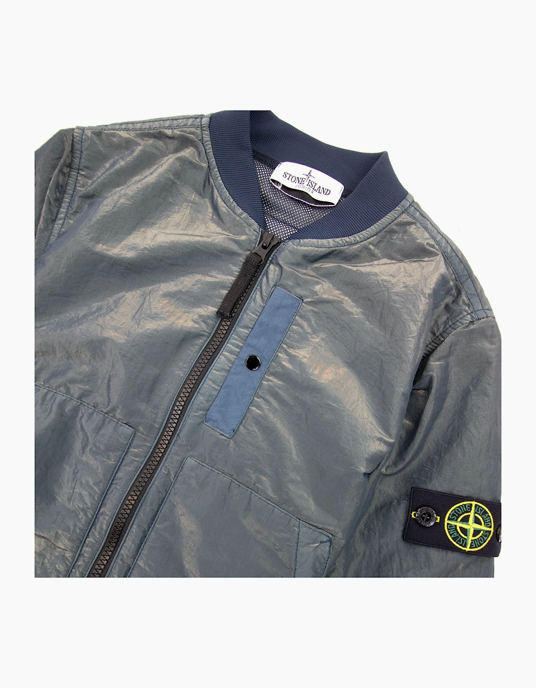 Stone Island Junior 40737 Iridescent Effect Bomber Jacket Green V2063